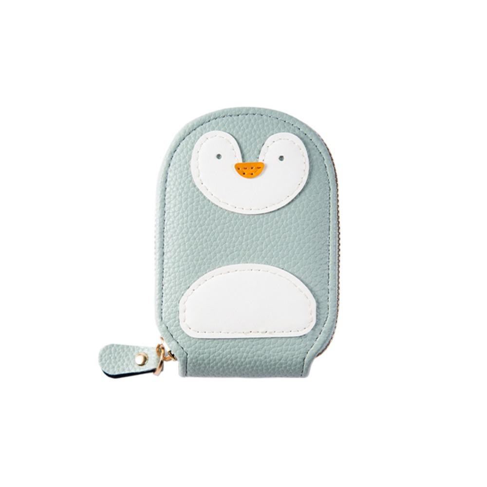 

Многокарточный держатель для карт «Пингвины», кошелек для монет из ПУ кожи, портативный кардхолдер в стиле органайзера, женский/мужской зелёный