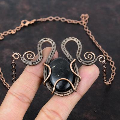 Schungit Halskette Kupferdraht gewickelt Halskette Kupfer Schmuck Edelstein Halskette verstellbare Halskette handgemachte Draht wickeln Schmuck Geschenk für Sie