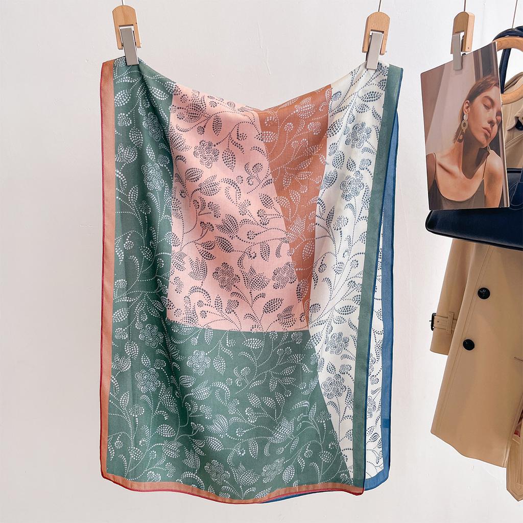 60*170CM Beach Wraps Two-tone Color Printed Scarf For Women Breathable Large Shawl Luxury Imitation Silk Scarves Elegant Hijab