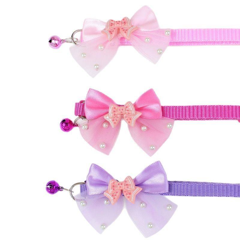 Pet Dog Bow Collar Adjustable Dog Cat Bows Collar Lace Bling Necktie for Small Dog Accessories Puppy Grooming Supplier GPJYP04