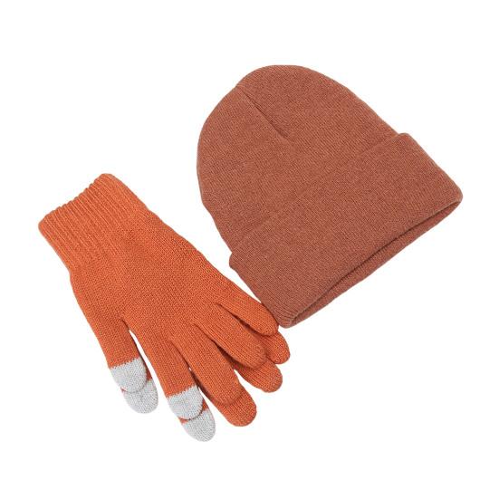 Winter Warm Knitted Gloves And Hat Set for Men And Women Soft Skull Cap And Touch Screen Gloves Set for Cold Weather
