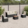 VidaXL Garden Lounge Set 6 Pcs with Cushions Black Wicker 3223543