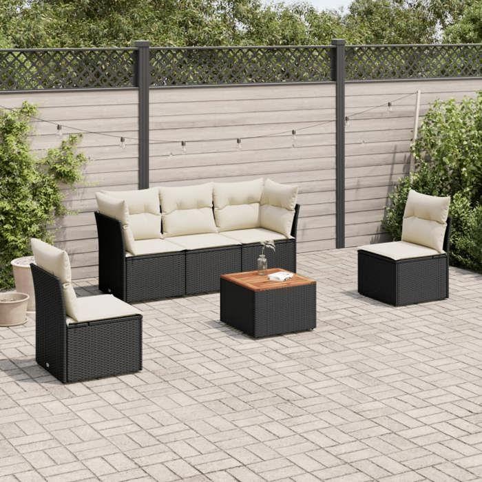 VidaXL Garden Lounge Set with Cushions 6 Pcs, Patio Sofas, Patio Furniture Set, Outdoor Furniture, Black 3255874