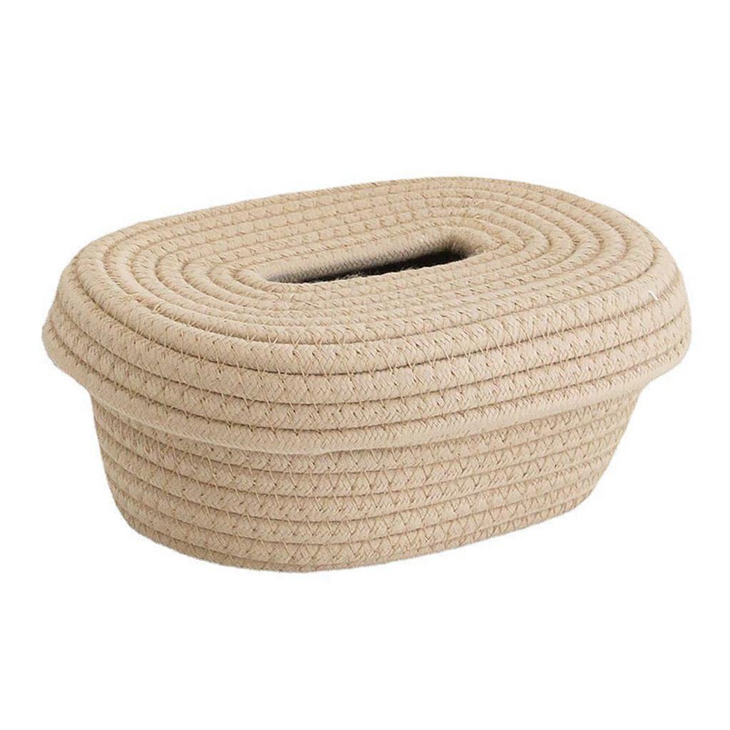 Tissue Box Cover Handmade Cotton Rope Napkin Tissue Holder Decorative Household Desktop Tissue Storage Box