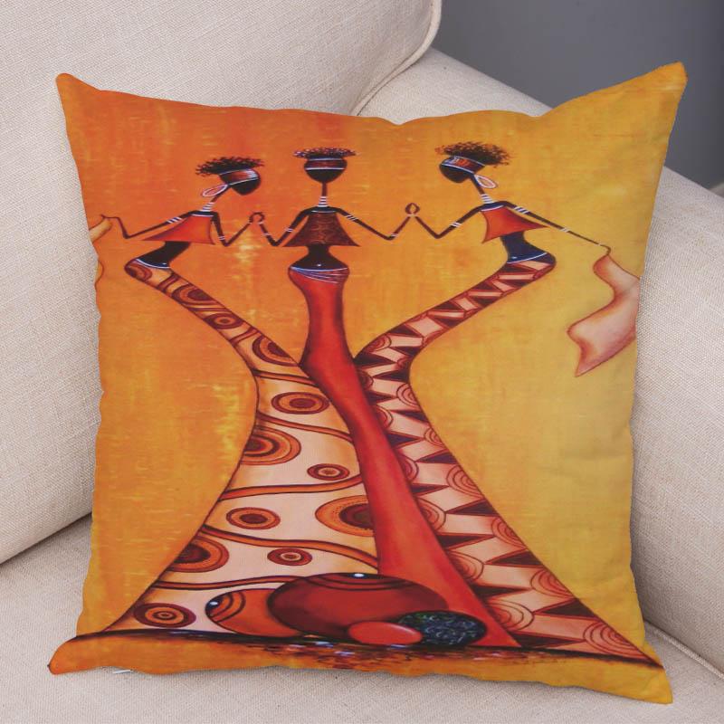 Abstract Painting African Living Pillowcase Woman Home Decor Gallery Exotic Cushion Cover