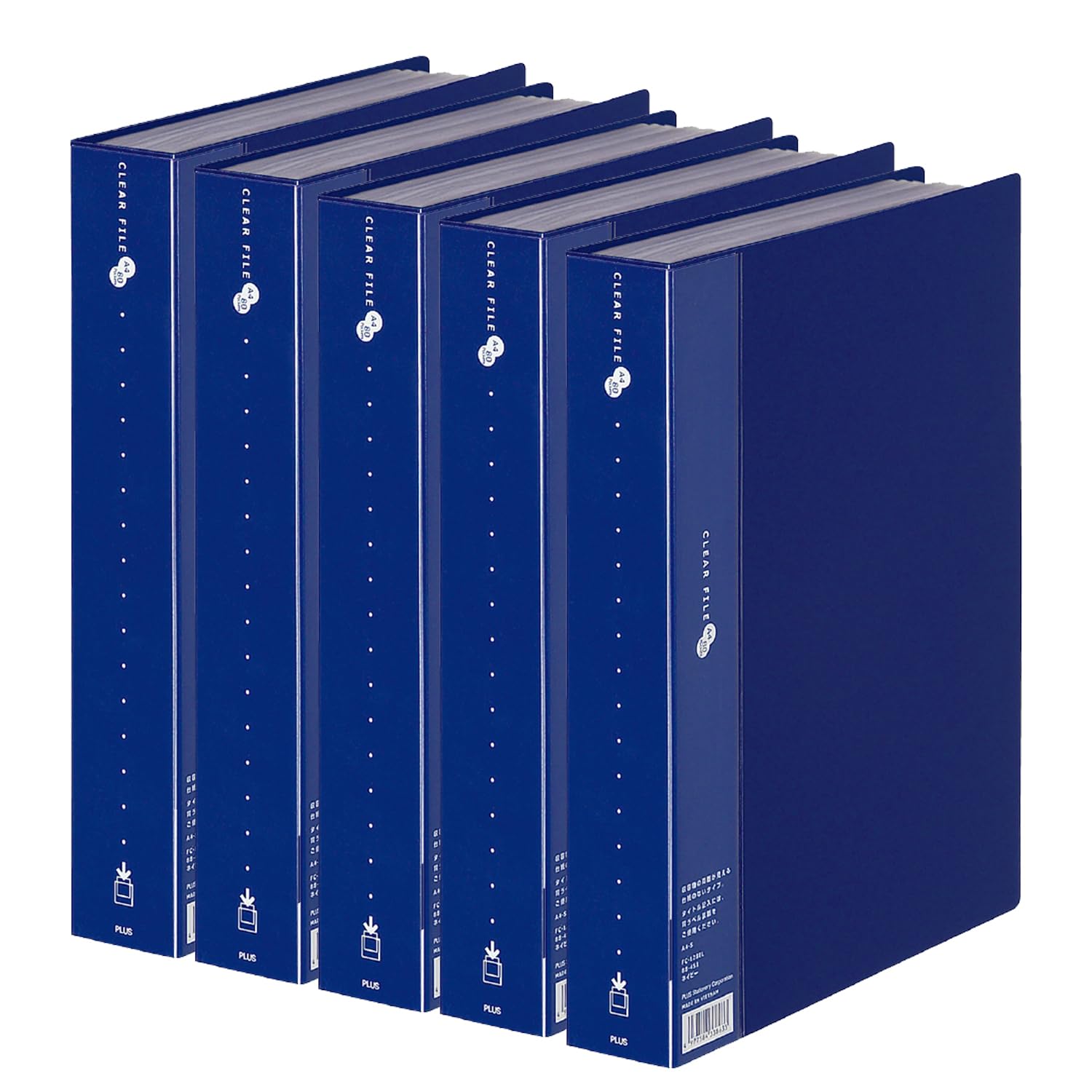 

Plus Clear File Super Economy A4 Vertical 80 Pockets Navy 5 Book Set тёмно-синий