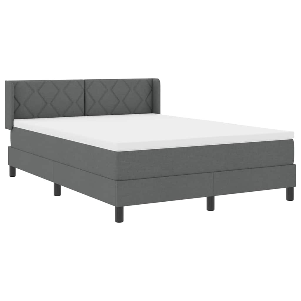 Box Spring Bed with Headboard Dark Grey 200 X 140 Cm Fabric