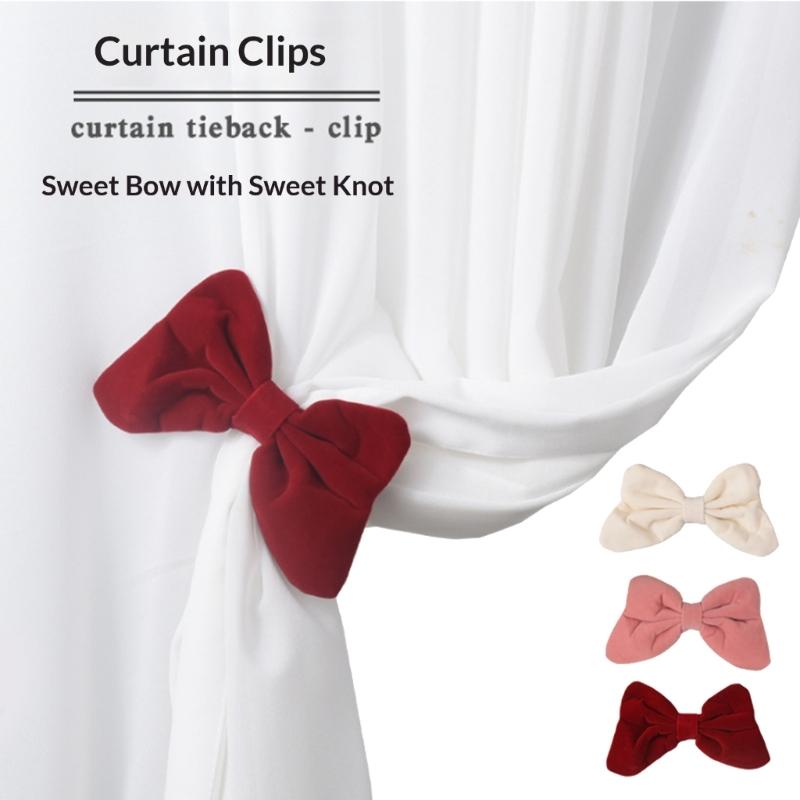 2Pcs Breathable Bows Tie Design Curtain Tiebacks Easy Installation for Home Decoration Multiple Color Option