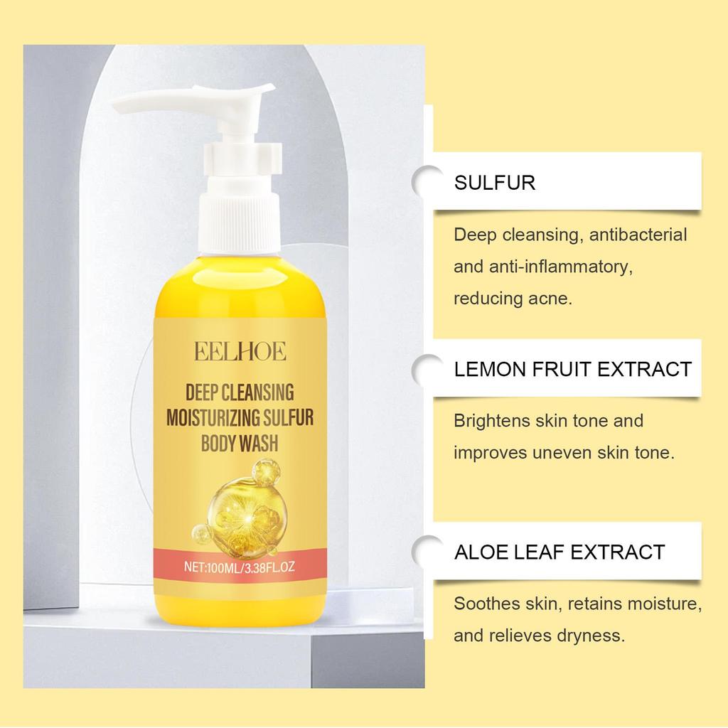 Sulfur Based Cleansing Shower Gel Moisturizes the Body and Skin, Relieves Dryness, Is Gentle and Clean, and Provides a Refreshin