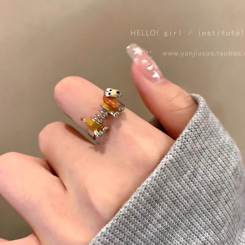 Morsom Liten Monsterring Store Øyne Pølsemunn Pekefingerring Søt Kul Tegneserie Søt Kjæreste Parring Smykker