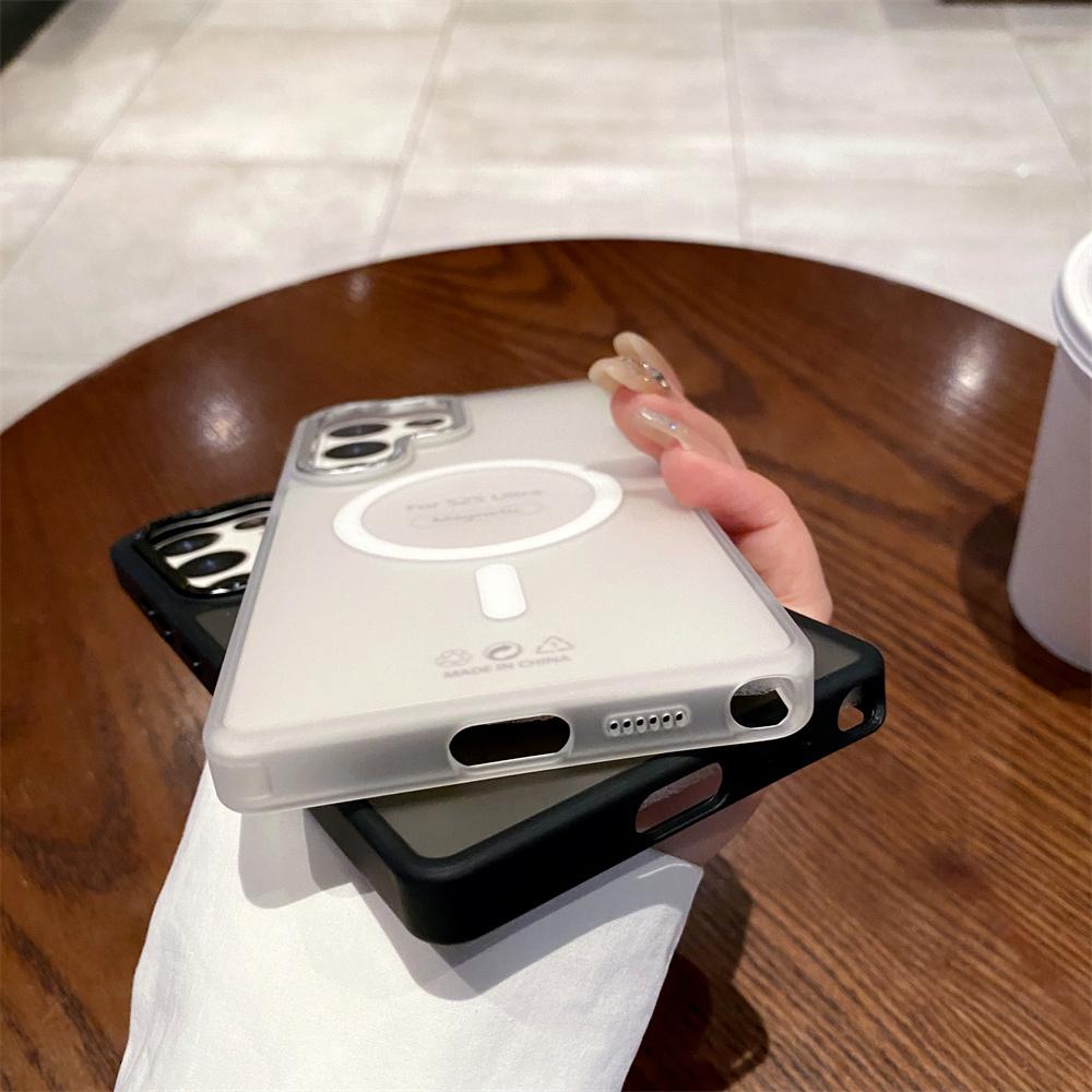 Luxury Hybrid Frosted Bumper Candy Color Case For Samsung S25 S24 FE S23 Ultra Plus Magnetic For Magsafe Wireless Charging Cover