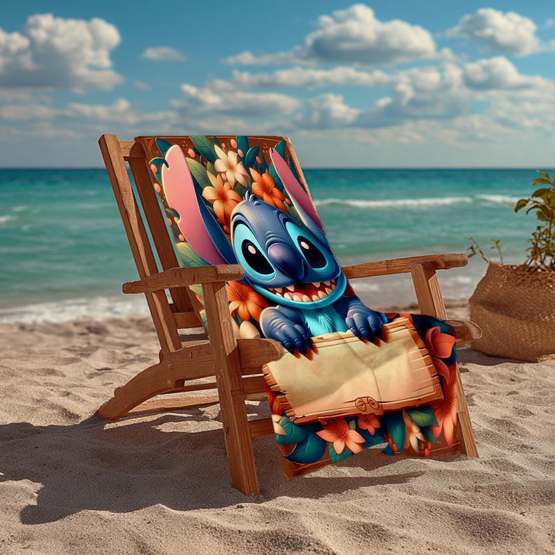 Ultra-Soft Beach Towel with Stitch Theme,Ideal for Pool - Camping, Diving - Perfect Travel Essential, Vibrant Beach Towel.