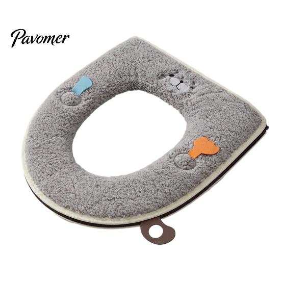 Non-slip Bathroom Decor Soft Plush Toilet Seat Cover, Thick Washable Pad with Zipper And Reusable Mat Handle, Warm Skin-Friendly Cushion for O-Shaped
