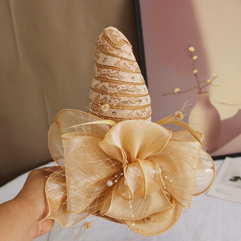 Hat female summer European and American lace breathable sun hat temperament elegant pearl flower bucket hat sun protection sun hat tide