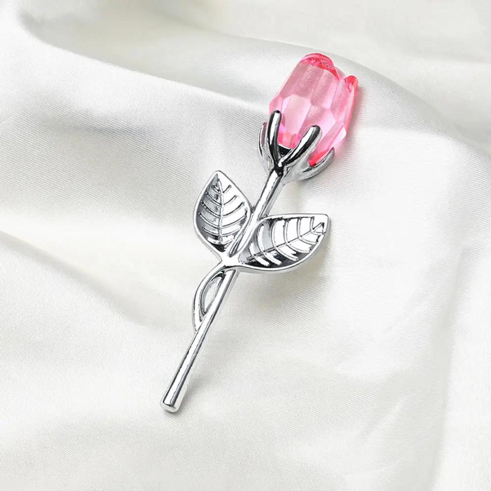 Glass Rose Mini Crystal Flower Artificial Flowers Room Ornament Office Desktop Decoration Wedding Party Valentine's Day Gift
