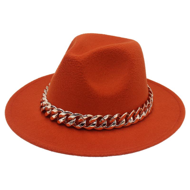 Jazz Hat Big Gold Acrylic Chain Top Hat Felt Hat Fedora