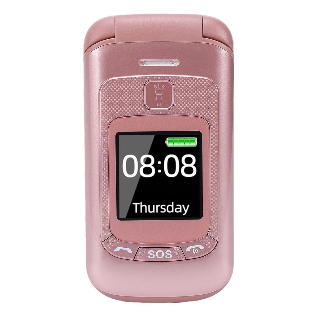Flip Phone Unlocked GSM 2G Cell Phone with Dual SIM Slots 2.4 Inch + 1.4 Inch Color Screen Large Keys Loud Speaker US