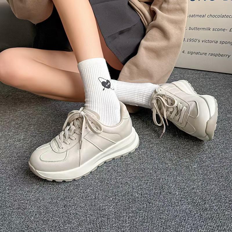 

The first layer of cowhide dad shoes women s spring new sports and leisure shoes versatile and lightweight white shoes 40