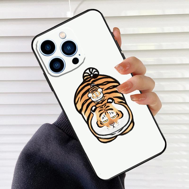 fat tiger Cartoon Funny Phone Case For iPhone 16 15 14 13 11 12 17 Pro Max mini 15 16 Plus 16e 17 Air Cover Fundas