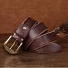 Thickened large copper buckle extra thick beveled edge retro matte leather belt men's first layer cowhide casual belt