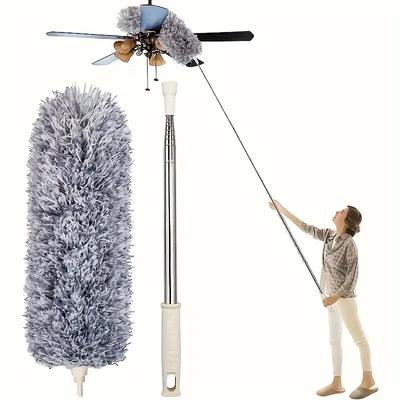 Spolverino Retrattile da 2,5 m con Testa Pieghevole - Setole Regolabili per Ventilatori a Soffitto, Soffitti Alti, Mobili, Bagno, Cucina - Strumento di Pulizia