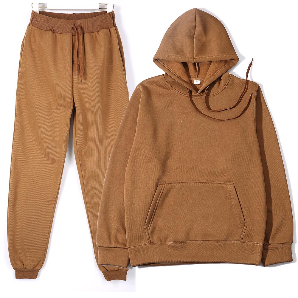 Felpa + Pantaloni Monocolore da Uomo per Primavera Autunno Set Due Pezzi Set Sportivo Casual Tuta da Ginnastica da Uomo