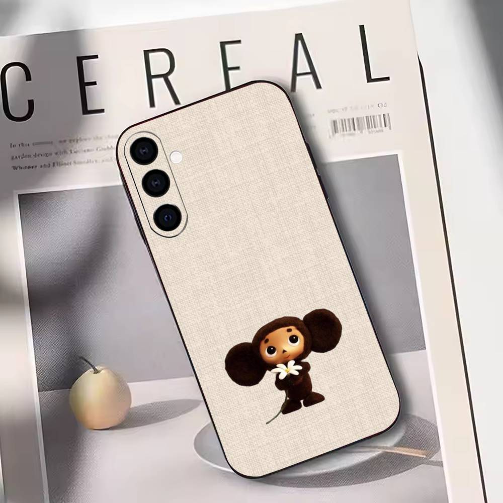 Cartoon C-cheburashka  Phone Case Black Silicone Soft For Samsung Galaxy A73,A72,A71,A70,A53,A52,A51