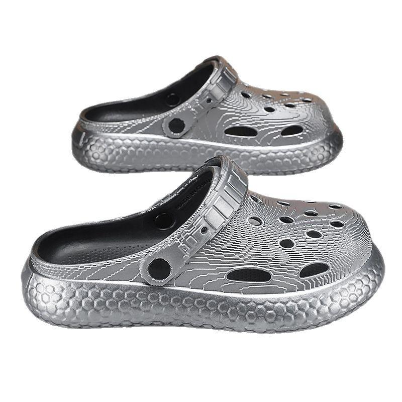 Hole Shoes Men And Women With The Same Round Head Classic Comfortable Platform Sandals Two Wear Casual Versatile Couple Home Shoes