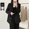 Women's Autumn Korean Style Loose Black Blazer - Casual Silhouette with Stylish Temperament