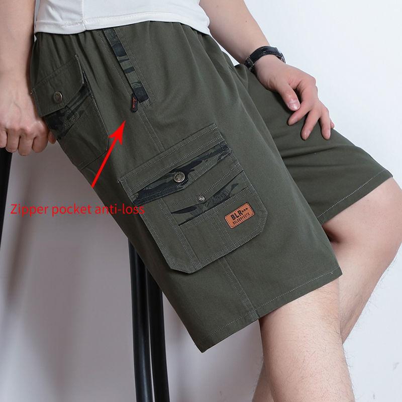 

Шорты для мужчин среднего и пожилого возраста, летние мужские хлопковые брюки с пятью точками, пляжные брюки для отца, большие старые мужские повседневные брюки 5XL армия зеленый