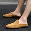 Fashion Summer Mules Suede Leather Half Shoes For Men Casual Mens Penny Loafers Slipper Slip On Flats Lazy Driving Shoes Man Moccasin