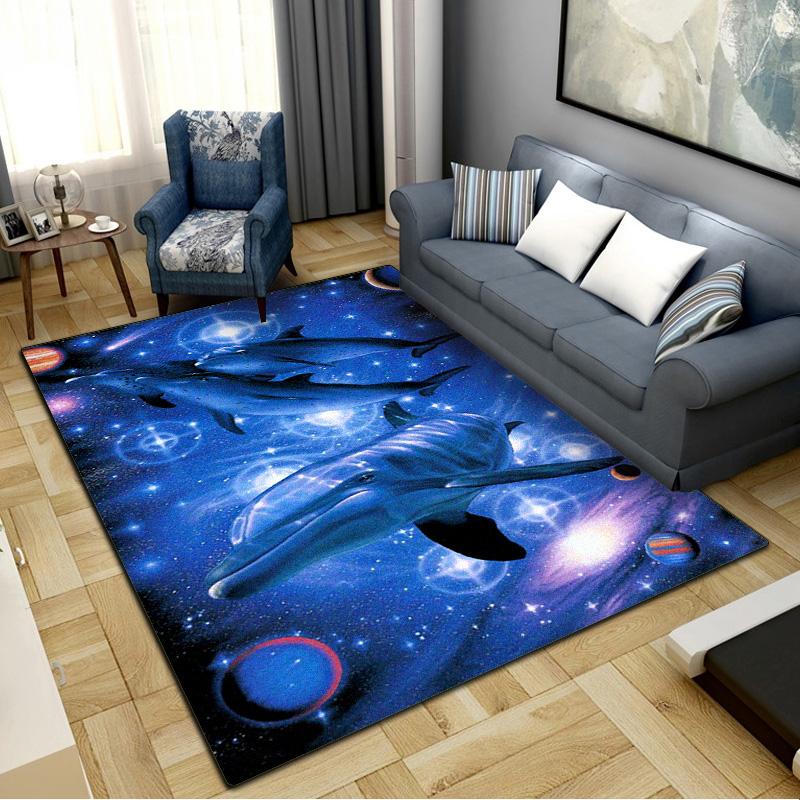 Dolphins Carpet Rug for Living Room Bedroom Home Sofa Decoration,Kids Play Non-slip Floor Mat