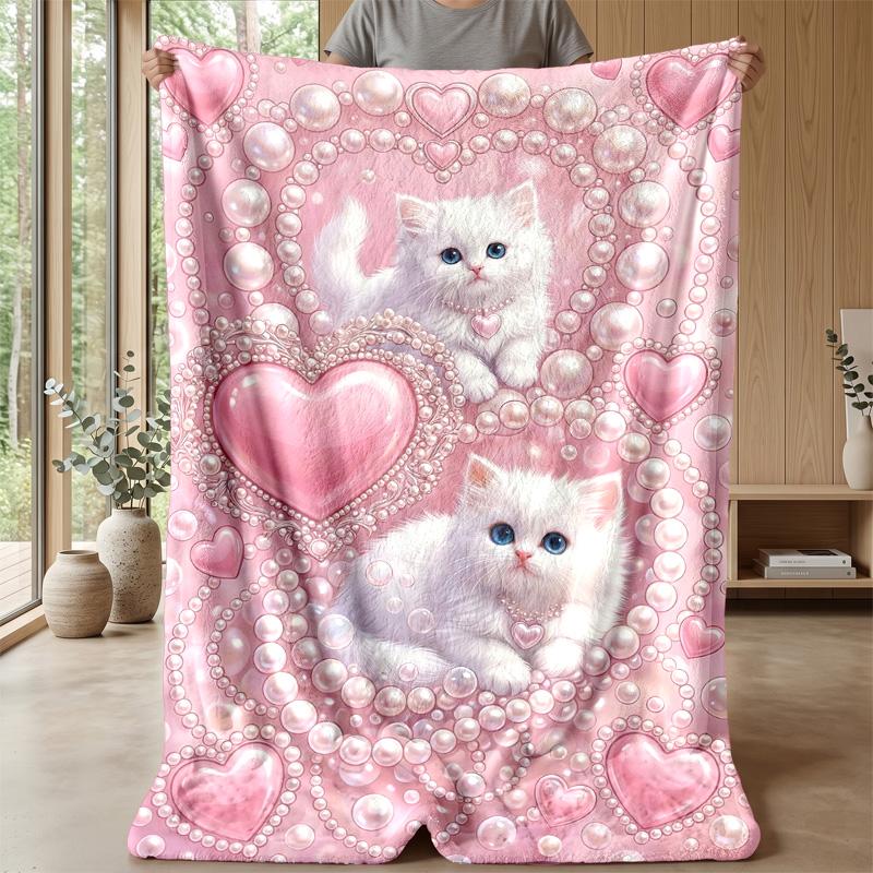 Cats with Encouraging Message Blanket Personalized Name Flannel Blanket Soft Cozy Plush Throw for Sofa Bed Lightweight Home Decor