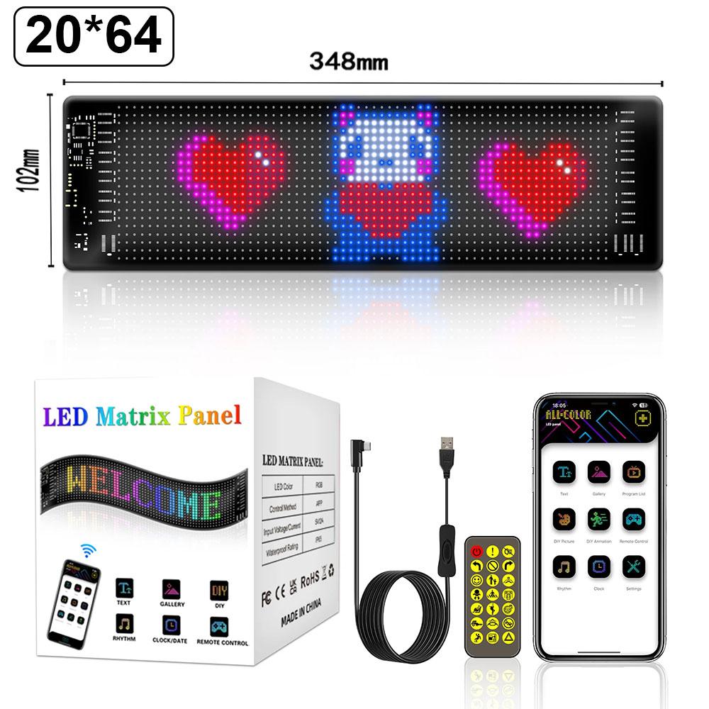 

16x96Plus Programmable LED Scrolling Sign Full Color Display Board with Bluetooth APP Control Custom Text & GIF Patterns 20x64Leds