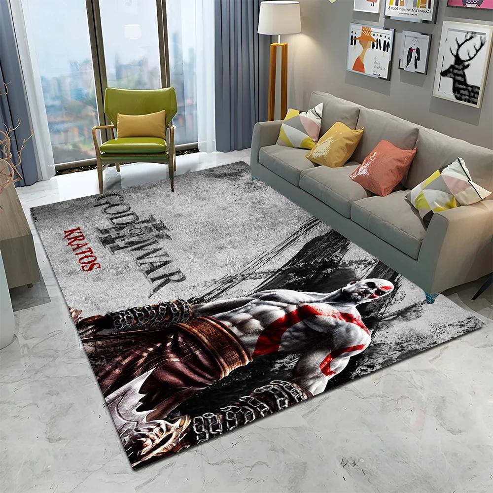 3D God of War Games Gamer Kratos HD Carpet Rug for Home Living Room Bedroom Sofa Doormat Decor,kids Area Rug Non-slip Floor Mat