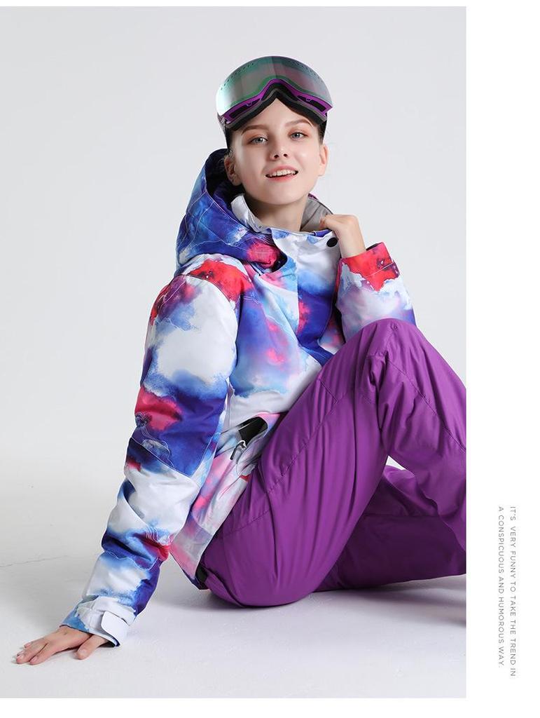 Korean Style Women's Ski Suit: Windproof, Waterproof, Breathable, Thickened Warmth, Double/Single Board, Ski Jacket