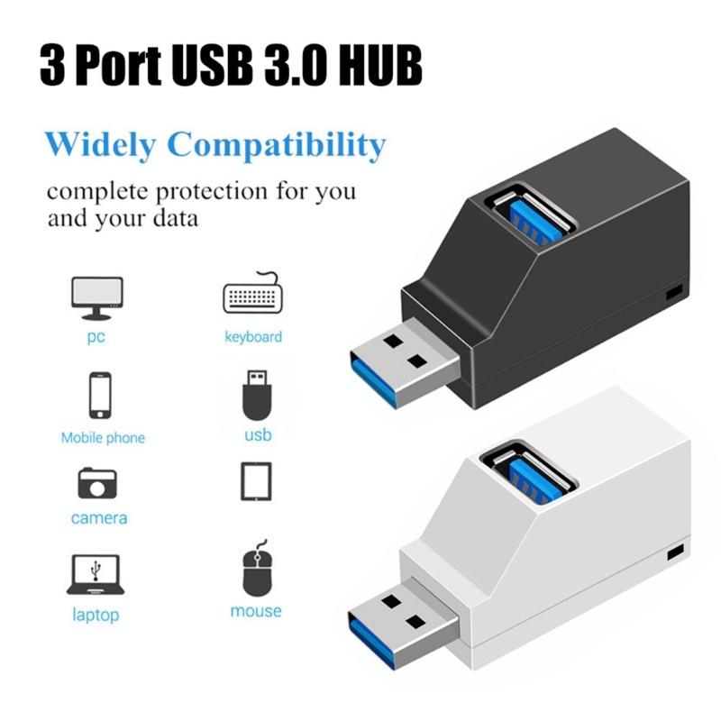 Portable USB Adapter Extender 1 To 3 Ports USB3.0 Splitter Connect Multiple Devices To PC or Laptop Phone