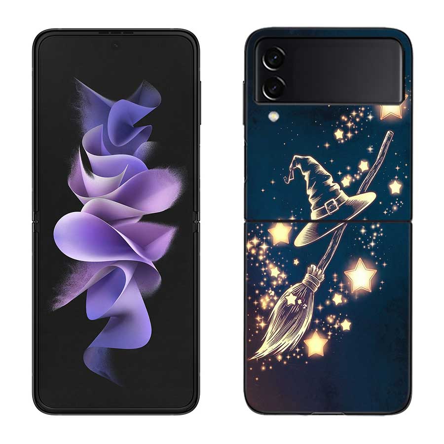 Halloween Wizard Hat Horror Fun Phone Case For Samsung Z Flip 7 6 5G Galaxy Z Flip 5 4 3 Black Hard Cell Cover Luxury PC Shell