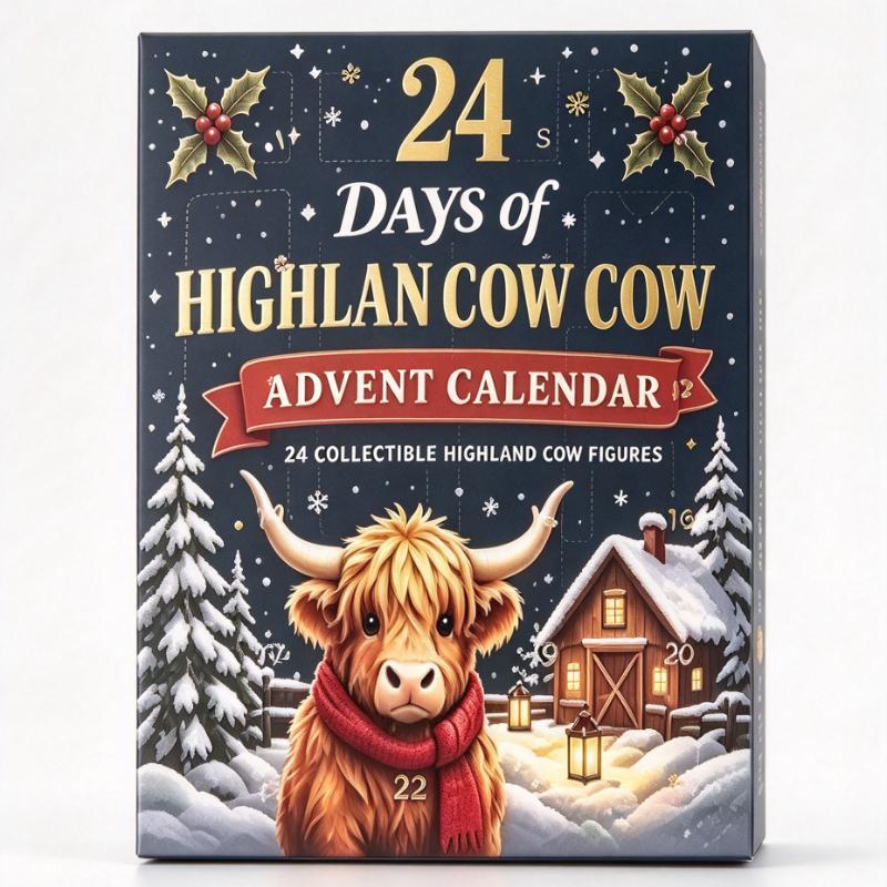 2026 Highland Cow 3D Christmas Countdown Calendar, 3D Stereoscopic Highland Cow Ornament, Christmas Gift for Adults And Friends