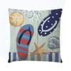 Marine Creatures Sea Horse Turtle Whale Octopus Linen Cushion Cover Pillow Cover