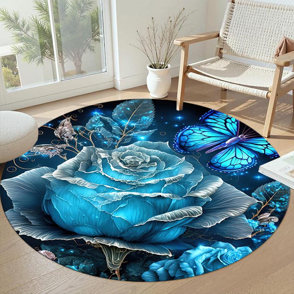 Flower Round Carpet Perfect for Bedrooms Dining Room Hallway Kitchen Anti-slip Round Rug Decorate Offices Perfect Birthday Christmas Gift Idea