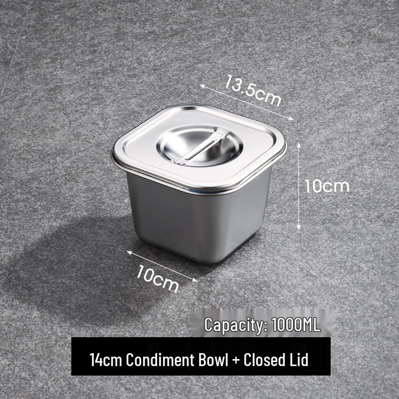 Stainless Steel Seasoning Jar with Lid - Square Kitchen Storage for Spice, Jam, Oil, or Fruit Pulp.