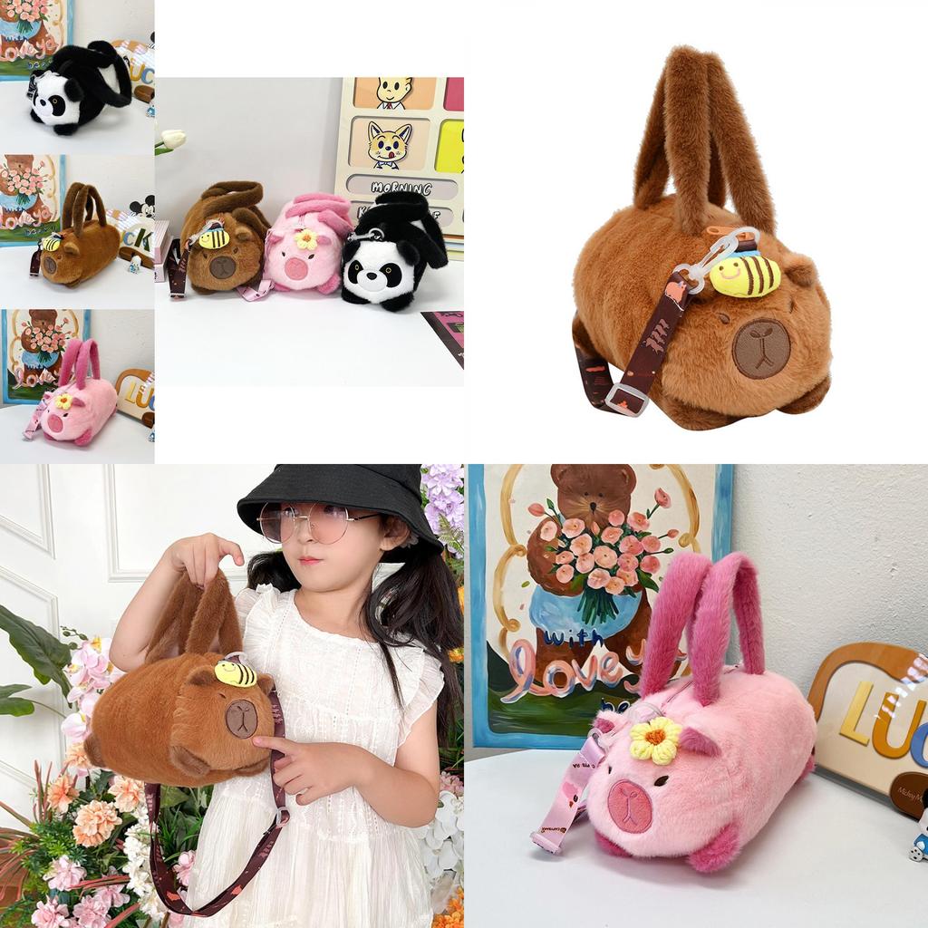 Adorable Capybara Plush Cartoon Handheld Purse Stylish Kids Crossbody Bag For 2024