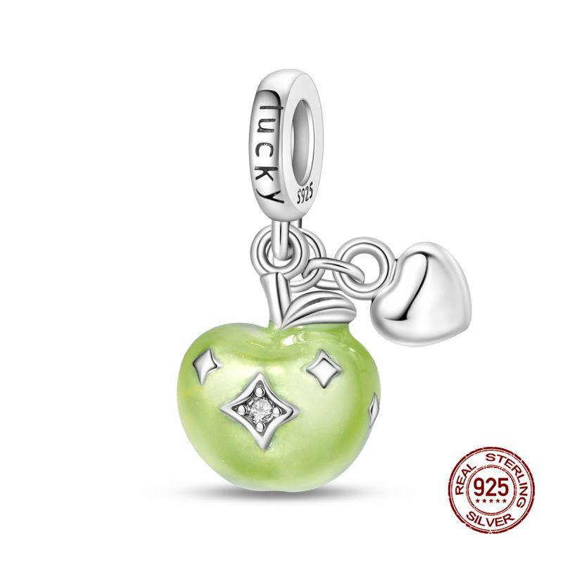 New In Charms Copper Lucky Red And Green Apple Charms Beads Fits Women 3Mm Original Bracelet Necklace Diy Fine Jewelry Gifts