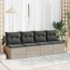 Conjunto de Sofá de Jardim de 2 Peças com Almofadas Rattan Sintético Cinza Claro