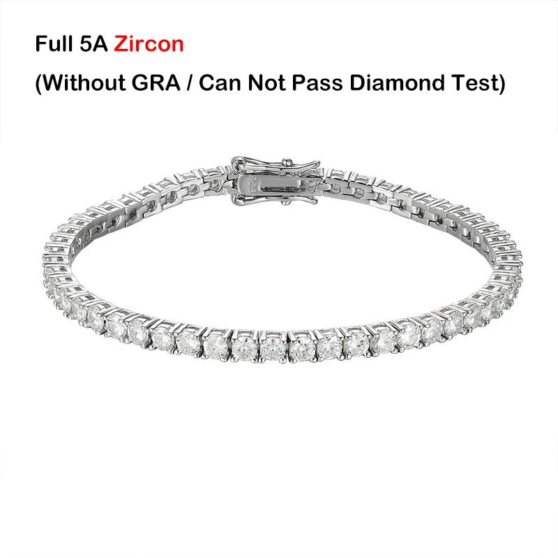 

EWYA 925 Silver Moissanite Bracelet 0.1ct 3mm D VVS1 Diamond with GRA for Women Sparkling Wedding Party Fine Jewelry 15cm (5.9inch)&Full 2mm 0.03CT