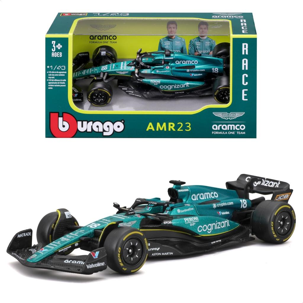 Bburago 2023 Model 1/43 Scale F1 Aston Martin AMR23 #18 Lance Stroll / Race Sports Car Diecast Model Car 18-38090 (#18)