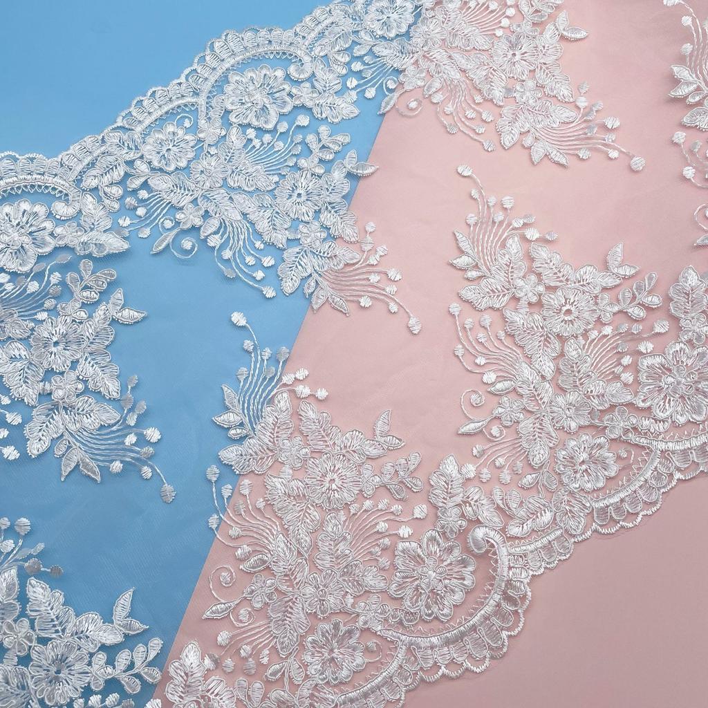 50Yard Bilateral Embroidery Lace Accessories Fabric Wedding Curtain Tablecloth Handmade Diy Material Wedding Stage Fabric