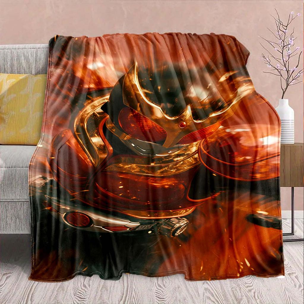 Kamen Rider Anime Flannel Blanket – Soft, Warm, Perfect for Sofas, Bedding, Camping, Travel, Office, and Home Decor – QJY