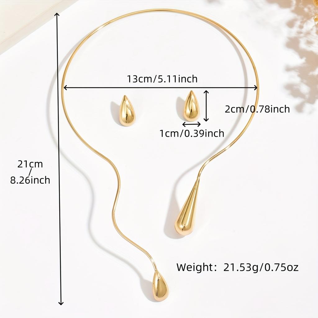 Set di 3 pezzi: collana e orecchini asimmetrici a forma di goccia, eleganti e alla moda, personalizzato, esagerato, minimalista, di nicchia, versatile